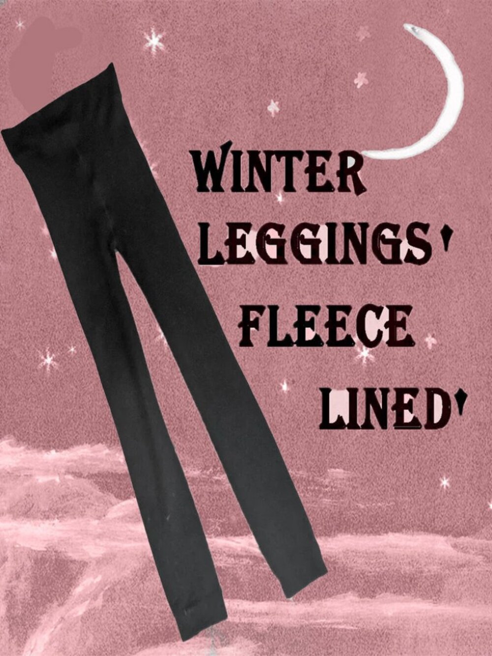 Black Leggings for Winter - Fleece Lined Tights